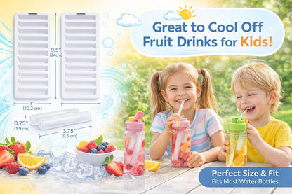 Set of 2 Ice Stick Trays – BPA-Free Plastic, Freezer-Safe, Long Ice Sticks for Water Bottles & Sports Bottles, Easy-Release Design