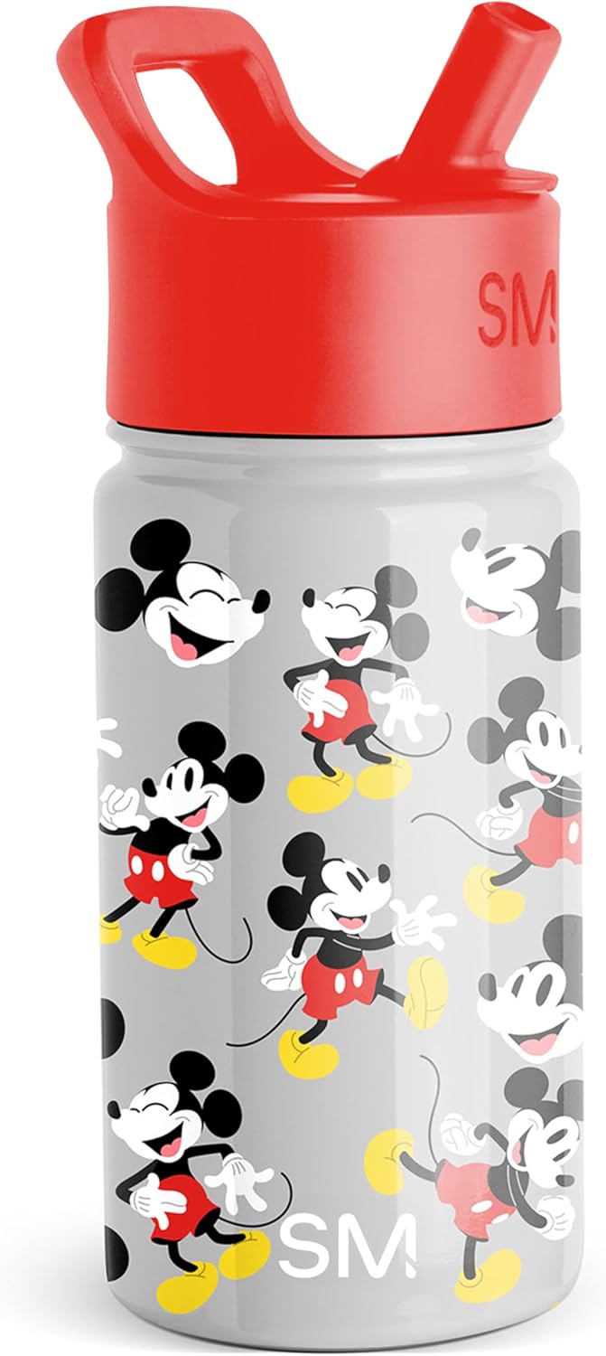 Simple Modern Disney Minnie Mouse Kids Water Bottle with Straw Lid | 14oz Insulated Stainless Steel Kids Tumbler & Spill Proof Toddler Cup for School, Girls, Boys | Summit | Minnie Mouse Fun - Colors B