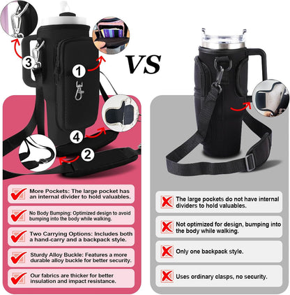 Stanley Carrier Bag for Stanley 40oz/30ozTumbler with Phone with 2 Adjustable Strap,3 Pockets Bottle Stanley Cup Carrier Bag & Case,Accessories for Hiking Travelling