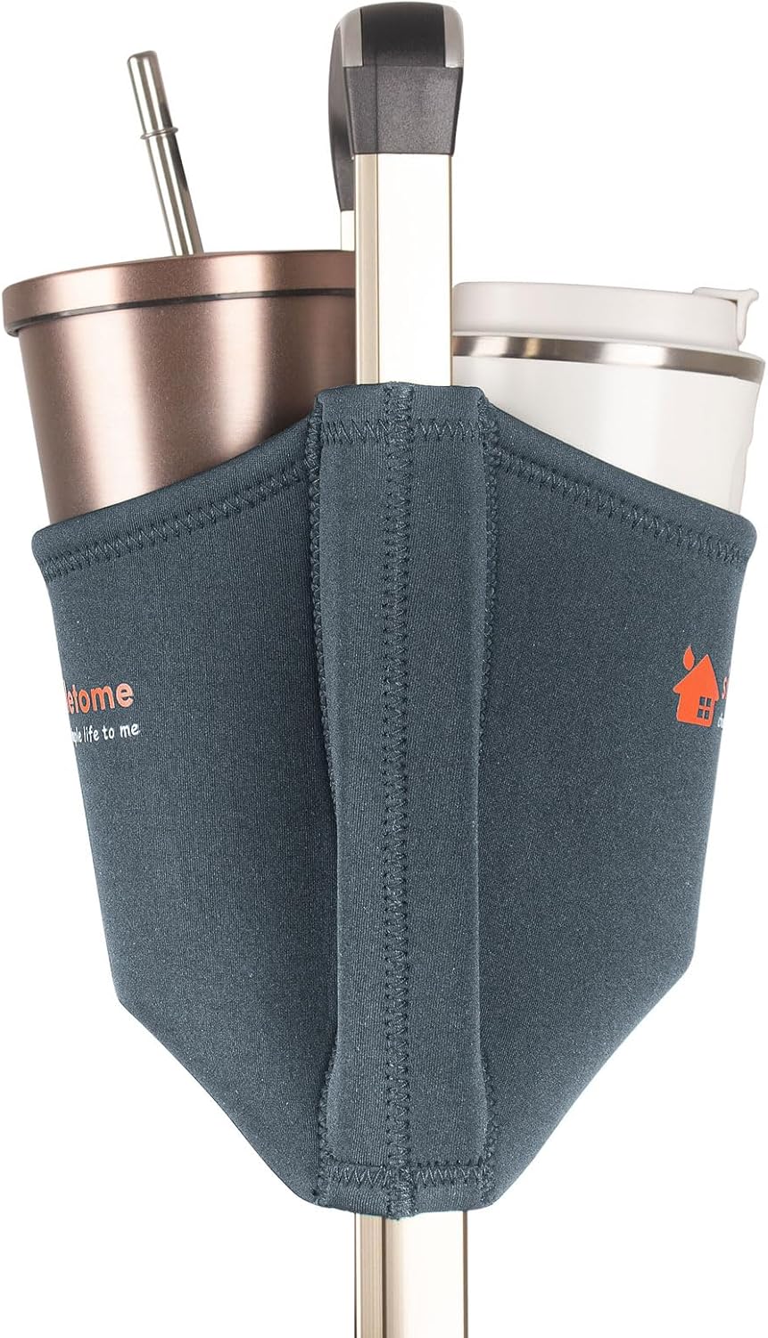 simpletome Luggage Travel Cup Holder Hands-Free Drink Caddy Attachment Drinks Carrier for Drink Beverages Coffee Mugs (Grey)