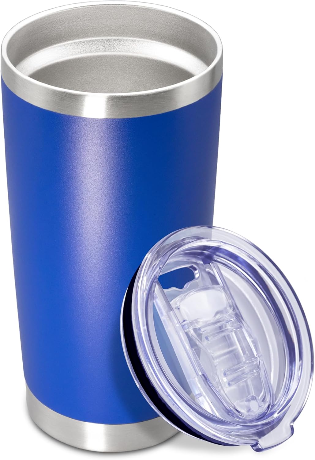 20 oz Tumbler Coffee Travel Tumblers Bulk with Lid Stainless Steel Double Wall Vacuum Insulated Mug Powder Coated Cups fit Car Cupholder for Hot and Cold - Stainless Steel, 4Pack