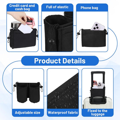 Luggage Travel Cup Holder, Free Hand Drink Caddy Hold Two Coffee Mugs, Fits Roll on Most Suitcase Handles, Gifts for Flight Attendants &Frequent Travelers Accessories