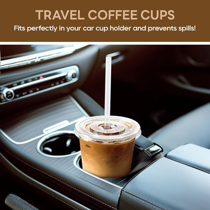 Vplus 100 Pack 12 oz Iced Coffee Cups with Lids, Disposable Plastic Cups with Lids and Straws for Cold Beverages, Juice, Milkshakes, Coffee Shops, Parties and Daily Use