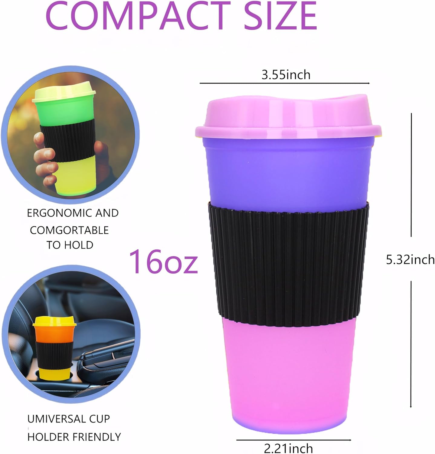 Color Changing Cups, 5 Pack 24oz Plastic Tumblers, Reusable Iced Coffee & Smoothie Cups with Lids and Straws for Parties and Travel