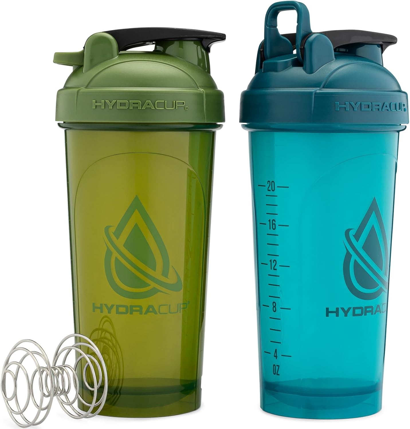 Hydra Cup ProFlow [2 Pack] 28 oz Shaker Bottles for Protein Shakes, Shaker Cups with Ball Blender Whisk, Shaker Bottle with Handle, Travel To Go, BPA Free (Red & Blue, 28oz)
