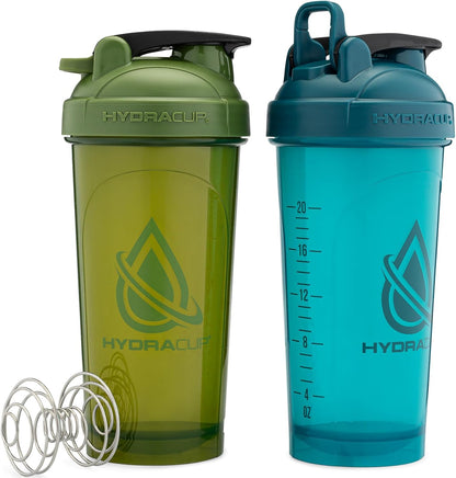 Hydra Cup ProFlow [2 Pack] 28 oz Shaker Bottles for Protein Shakes, Shaker Cups with Ball Blender Whisk, Shaker Bottle with Handle, Travel To Go, BPA Free (Red & Blue, 28oz)