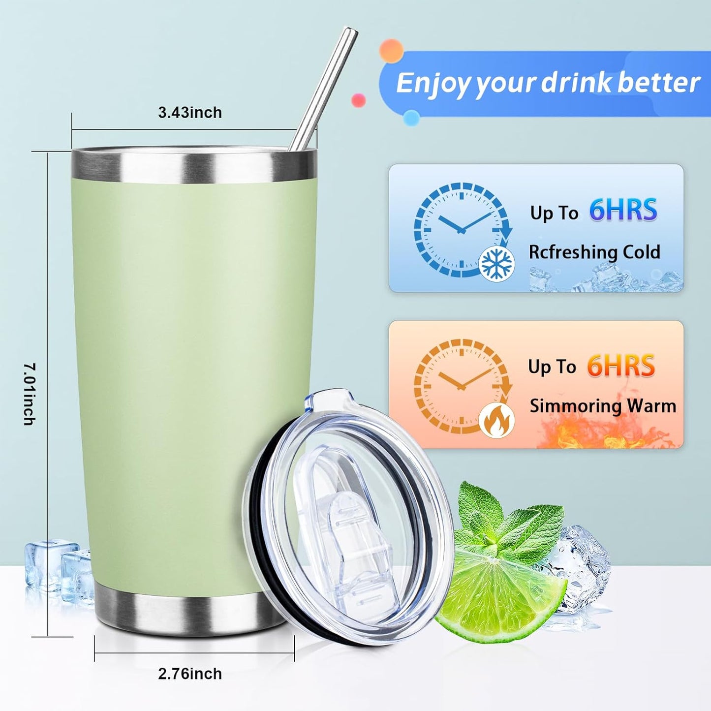 20oz Tumbler with Straw and Brush, Stainless Steel Vacuum Insulated tumbler, Double Wall Insulated Coffee Tumbler for Outdoor, Home, Travel,Office (Buff,1pcs)