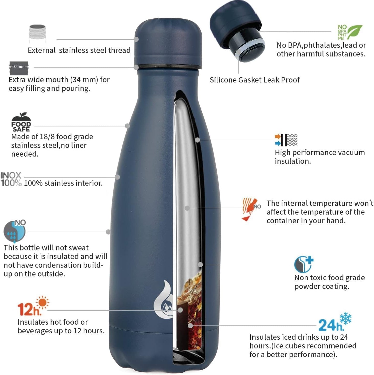 BJPKPK Insulated Water Bottle 12oz Small Stainless Steel Water Bottles Reusable Metal Thermal Keep Cold and Hot,Dreamy Purple - Colors A