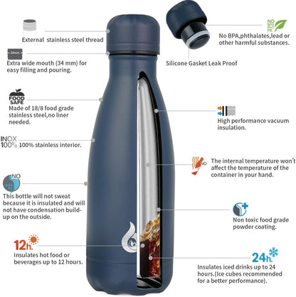 BJPKPK Insulated Water Bottle 12oz Small Stainless Steel Water Bottles Reusable Metal Thermal Keep Cold and Hot,Dreamy Purple - Colors A