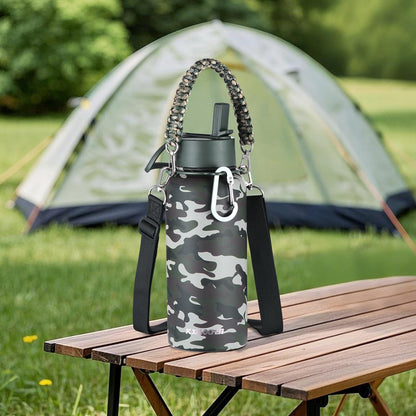 KXIAOCHEN Insulated Water Bottle With Strap, Cold For 48 Hrs Leak Proof, Triple Wall Stainless Steel Sports Water Bottle With Straw And Spout Lid For Gym Hiking Travel