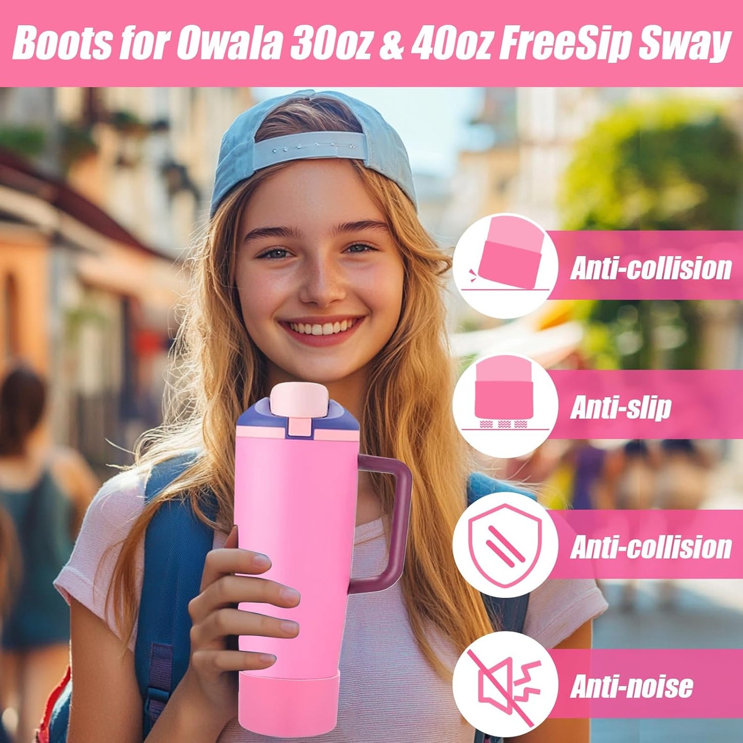 Mity rain 2PCS Protective Silicone Boots for Owala 30oz & 40oz FreeSip Sway Bottles & Tumblers - Accessories for owala, Enhances Stability & Prevents Scratches(Black Cherry)