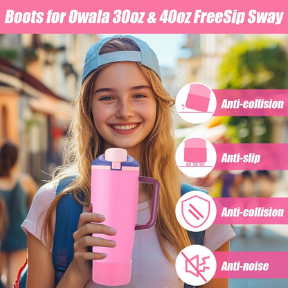 Mity rain 2PCS Protective Silicone Boots for Owala 30oz & 40oz FreeSip Sway Bottles & Tumblers - Accessories for owala, Enhances Stability & Prevents Scratches(Black Cherry)