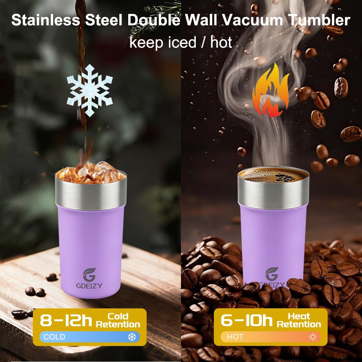 17oz Double Wall Stainless Steel Vacuum Insulated Travel Mug, Spill-Proof & Leak-Proof Coffee Mug, BPA-Free Reusable Coffee Cup for Hot & Cold Drinks, Black (Black)