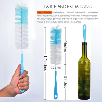ALINK 17 inch Extra Long Bottle Cleaning Brush Cleaner for Washing Narrow Neck Beer/Wine/Thermos, Brewing Bottles, Hummingbird Feeder