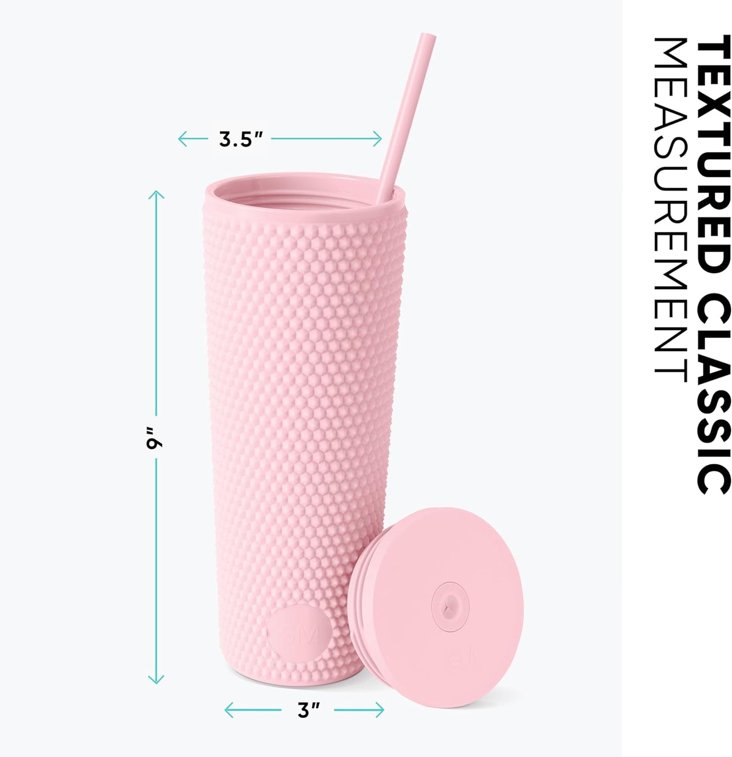 Simple Modern Plastic Matte Studded Tumbler with Lid and Straw | Reusable BPA Free Iced Coffee Cups Double Wall Smoothie Cup | Gifts for Women Men Him Her | Classic Collection | 24oz | Raspberry Vibes