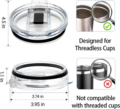 40 oz Reduce Tumbler Lid Replacement, 2-Pack for 40oz 50oz, Leak-Proof Push-On Flip Straw Lid & Cleaning Brush, BPA-Free Spill Proof Replacement Lids