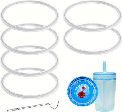 6Pcs Rubber Seal Replacement Parts Compatible with Zak Designs Kelso 15 Oz Tumbler Water Bottle Lid,Silicone Gasket Leak Proof Sealing O Rings for Zak Cup Accessories