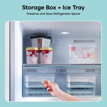 Ice Cube Tray with Lid and Bin – Round Ice Cube Trays for Freezer, BPA-Free Food-Grade Ice Mold, Stackable Ice Ball Maker, Iced Bucket Kits, Circle Ice Tray for Cocktails, Whiskey, Coffee, and Drinks