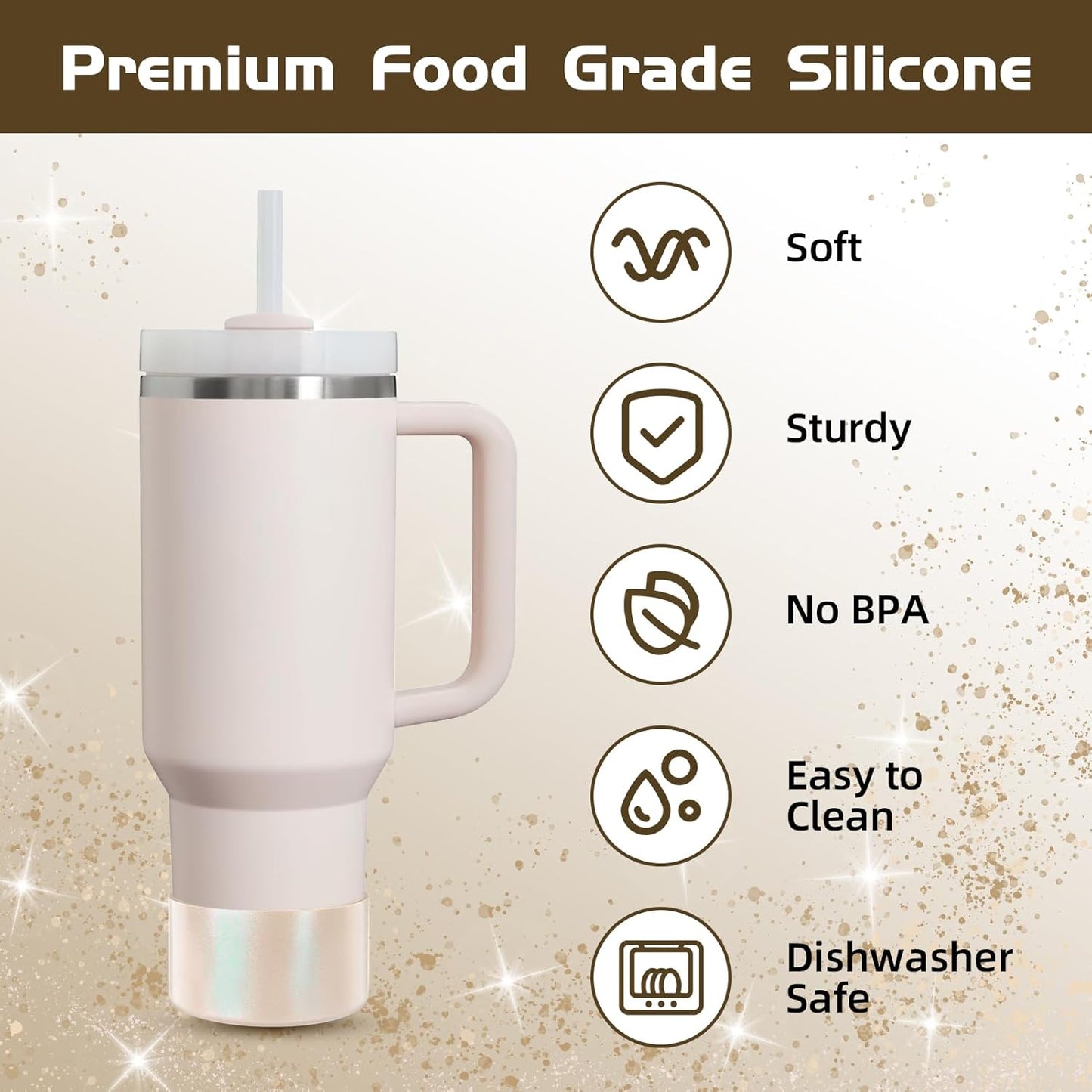 Glossy Gradient Silicone Boot, Compatible with Stanley H2.0 20-40oz & IceFlow 20-30oz, Chameleon Metallic Shimmer Cup Sleeve Protector for Hydroflask and Bottle Bottom with 2.8-3in