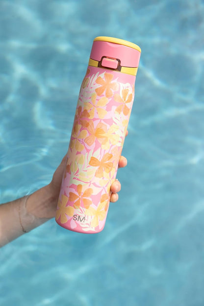 Simple Modern Mesa Loop Water Bottle with Covered Straw and Handle | 24oz Cup Holder Friendly Insulated Stainless Steel Bottles for Travel, Sports and School | Iris Sage - Colors A