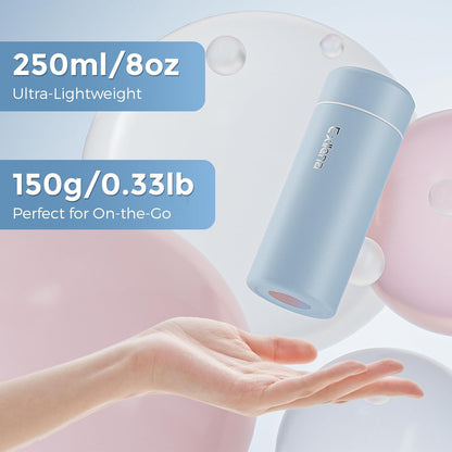 【Upgraded】Exllena Small Insulated Water Bottle 12 oz/350ml– Mini Insulated Water Bottle for Hot & Cold Drinks, Perfect Small Water Bottle for Travel, Purse...(Greyish Blue)