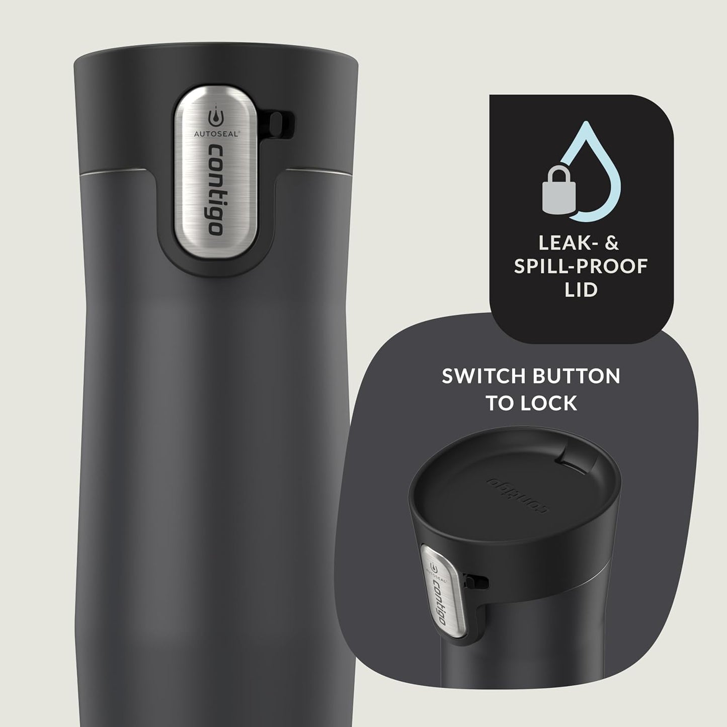 Contigo AUTOSEAL West Loop Vacuum-Insulated Stainless Steel Travel Mug with Easy-Clean Lid 12 oz Blueberry