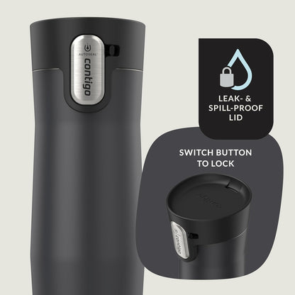 Contigo AUTOSEAL West Loop Vacuum-Insulated Stainless Steel Travel Mug with Easy-Clean Lid 12 oz Blueberry