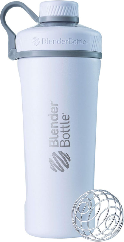 BlenderBottle Radian Shaker Cup Insulated Stainless Steel Water Bottle with Wire Whisk, 26-Ounce, Matte Black