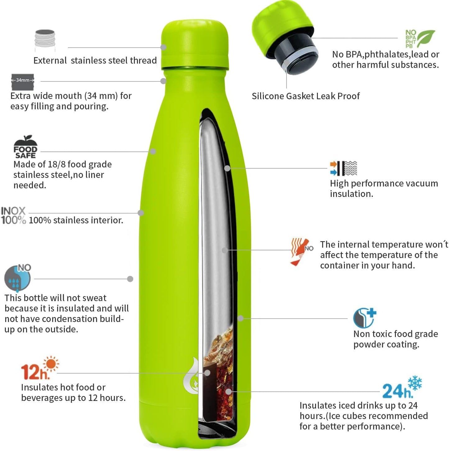 BJPKPK Insulated Water Bottle 12oz Small Stainless Steel Water Bottles Reusable Metal Thermal Keep Cold and Hot,Dreamy Purple - Colors A