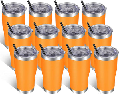 VEGOND 20oz Tumbler Stainless Steel Tumbler Cup with Lid And Straw Vacuum Insulated Double Wall Travel Coffee Mug(Orange 1 Pack)