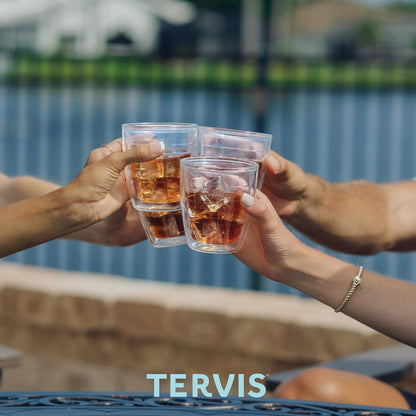 Tervis Clear & Colorful Tabletop Made in USA Double Walled Insulated Tumbler Travel Cup Keeps Drinks Cold & Hot, 16oz Mug, Clear