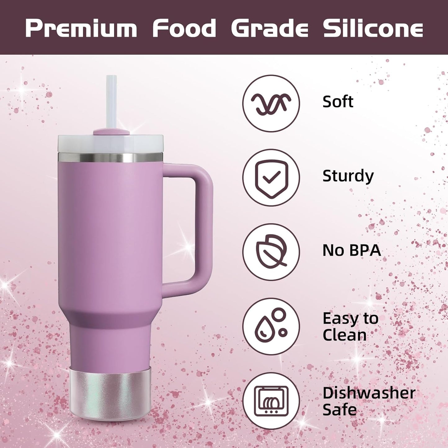 Glossy Gradient Silicone Boot, Compatible with Stanley H2.0 20-40oz & IceFlow 20-30oz, Chameleon Metallic Shimmer Cup Sleeve Protector for Hydroflask and Bottle Bottom with 2.8-3in