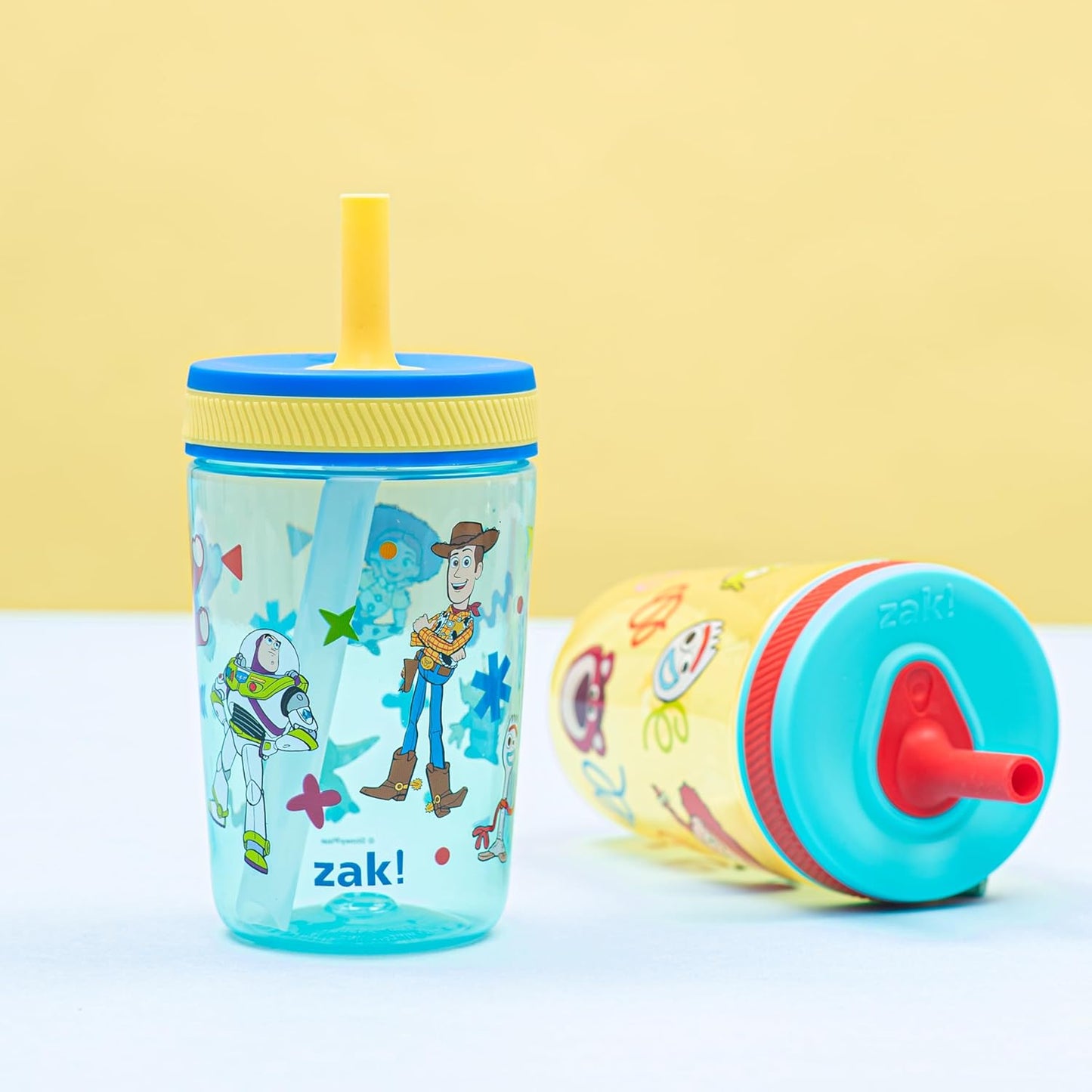Zak Designs 15oz Bluey Kelso Tumbler Set, Leak-Proof Screw-On Lid with Straw Made of Durable Plastic and Silicone, Perfect Bundle for Kids, 2 Count (Pack of 1) - Colors A