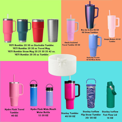 2PCS Bow Silicone Boot for Stanley Quencher Tumbler 30oz 40oz & IceFlow 20oz 30oz& Hydro Flask Water Bottle 12-24 oz Protective Bottom Sleeve Cover for Stanley Cup Accessories& Owala 24oz