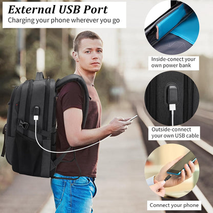 DUSLANG 17 Inch Laptop Backpack for Travel Water Resistant College Backpack for Men/Women Laptop Bag with USB Charging Port,Black - Colors A