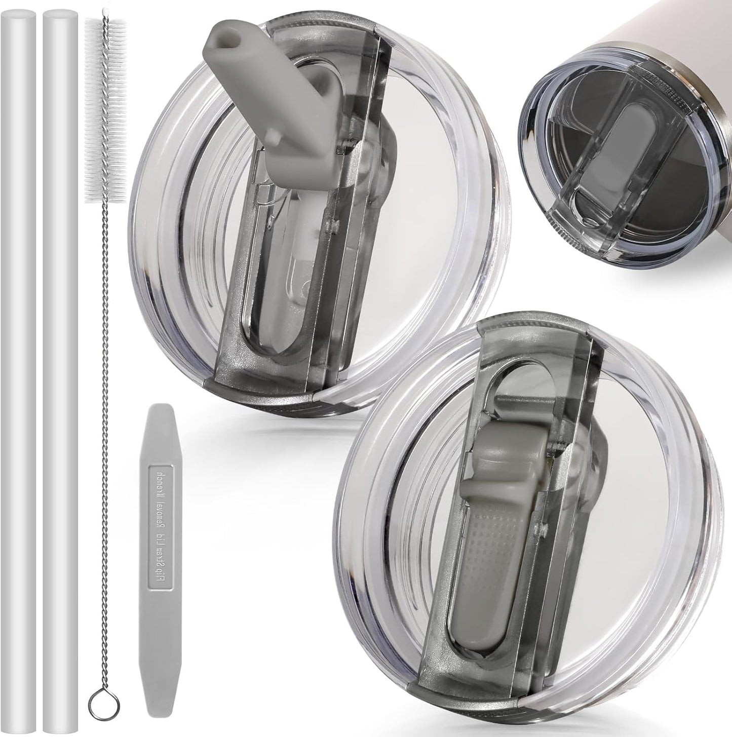 30oz Flip Straw Lid for Stanley Quencher H2.0 Tumbler, 2 Pack Leak Proof Lid Replacement No Spill Cover for Stanley Cup Accessories ProTour (Rose Quartz,Rose Quartz) - Colors B