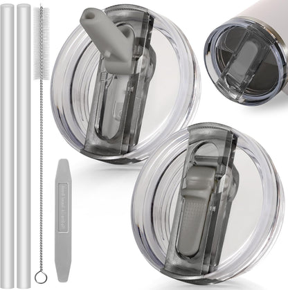 30oz Flip Straw Lid for Stanley Quencher H2.0 Tumbler, 2 Pack Leak Proof Lid Replacement No Spill Cover for Stanley Cup Accessories ProTour (Rose Quartz,Rose Quartz) - Colors B