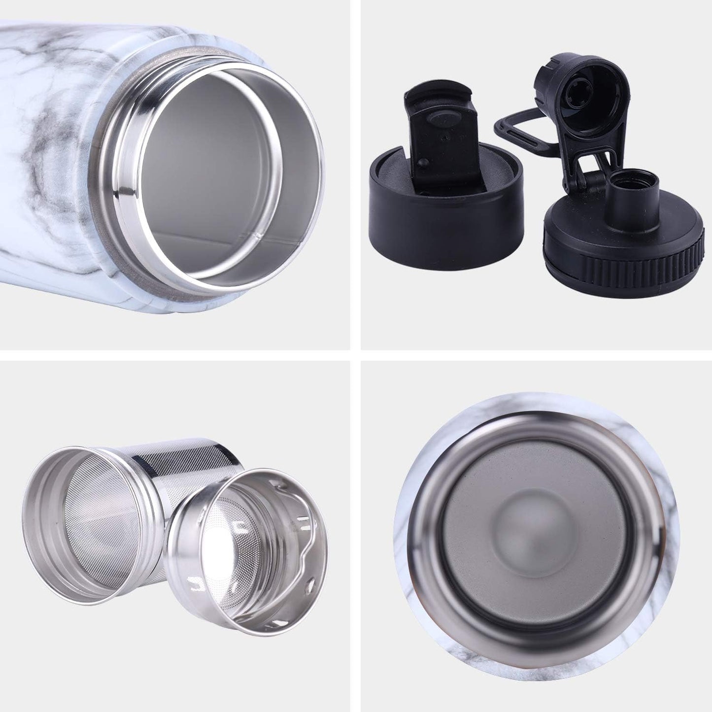 Sivaphe Tea Infuser Bottle With Removable Loose Leaf Tea Strainer Cup 18/8 Stainless Steel Portable Insulated Travel Tea Tumbler Black