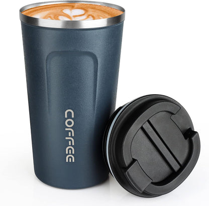 MOMSIV 12oz Travel Mug, Insulated Coffee Cup with Leakproof Lid, Travel Coffee Mug Vacuum Stainless Steel Double Walled Reusable Coffee Cup for Hot and Cold Water Coffee