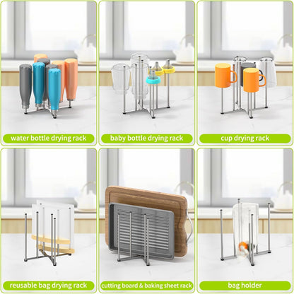 Plastic Bag & Bottle Drying Rack, Multifunctional Wine Decanter Holder, Collapsible Countertop Stand