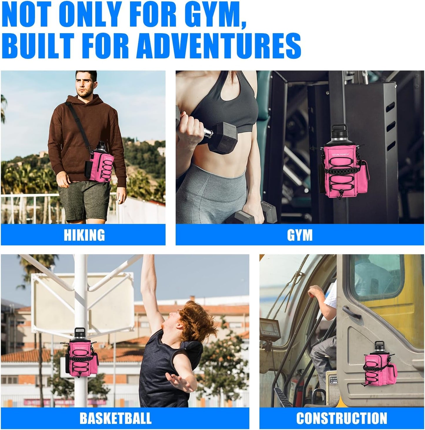 NATURE PIONEOR Magnetic Gym Bag for Men and Women - Magnet Water Bottle Holder Sling Carrier with Crossbody Shoulder Strap,Gym Accessories Pouch,Phone Pockets for Sports,Walking,Travel,Workout