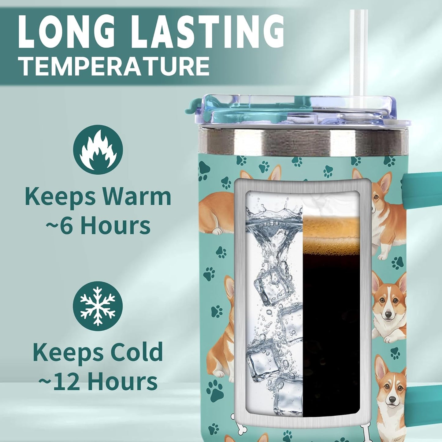 Beagle Gifts for Women Men, 40oz Stainless Steel Insulated Tumbler Travel Cup Mug, Funny and Unique Beagle Gifts for Dog Lover - Colors B