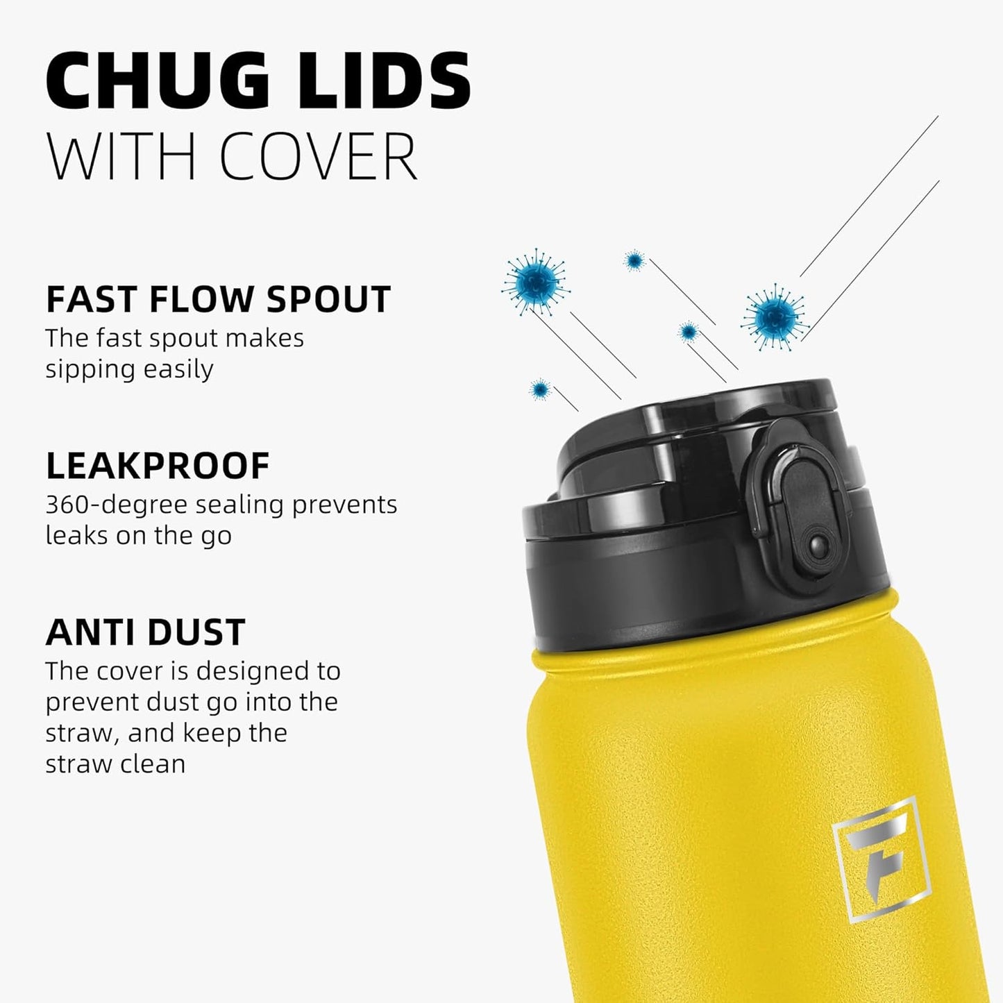 Fanhaw 20 oz Insulated Stainless Steel Water Bottle with Anti-Dust Chug Lid, Leakproof Vacuum Metal Everyday Use Bottle for Kids, Teens & Adults, Back to School Essentials (Green Blue)