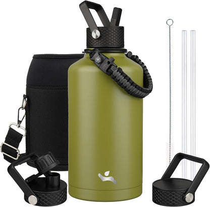 Konokyo 22oz Stainless Steel Bottles with 3 Lids Sport Insulated Water Bottle,Mint