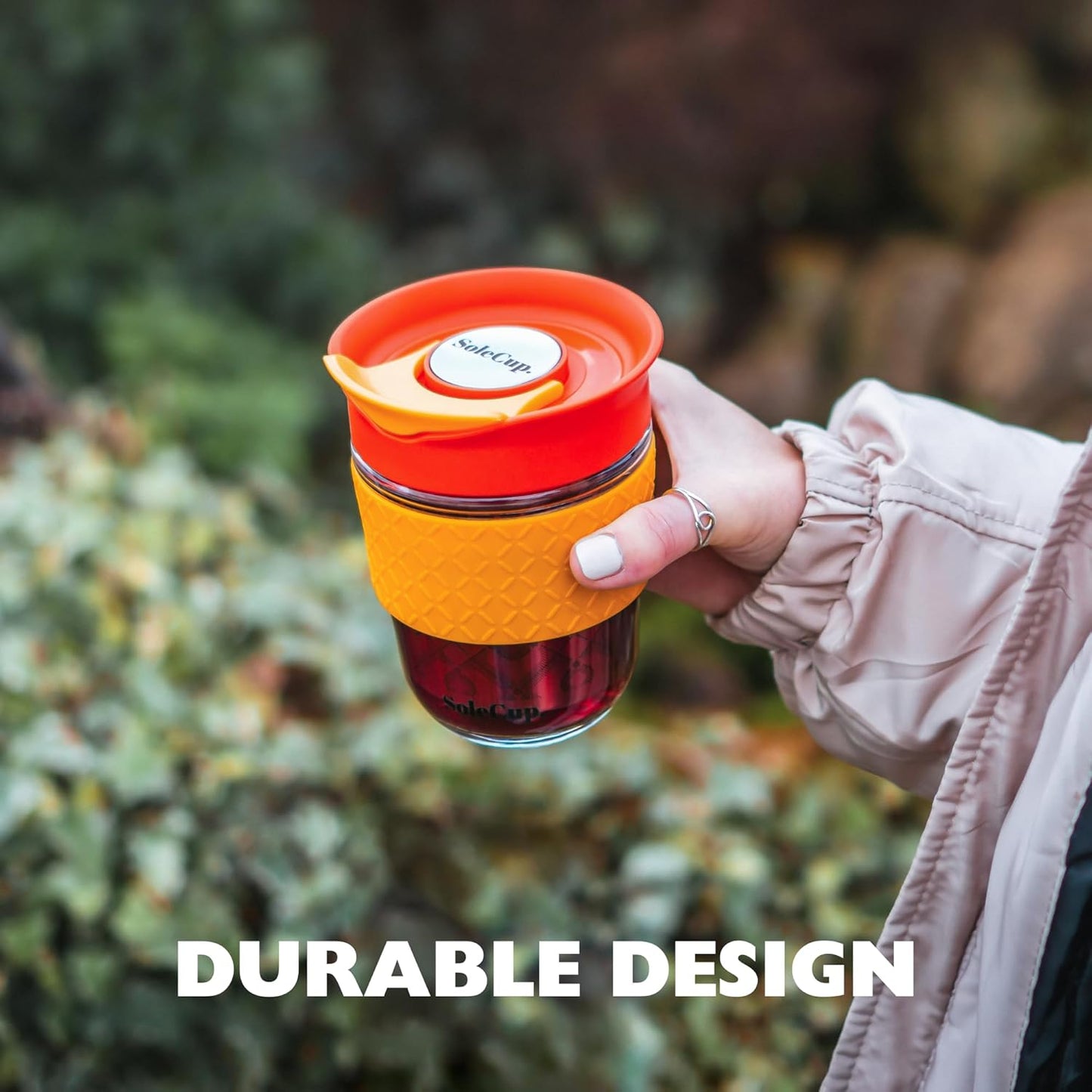 Travel Mug Loose Tea Infuser - Detachable Tea Strainer with Spillproof Lid - BPA-Free Reusable Glass Travel Coffee Cup with Silicone Band (Ice Cream, 12oz)