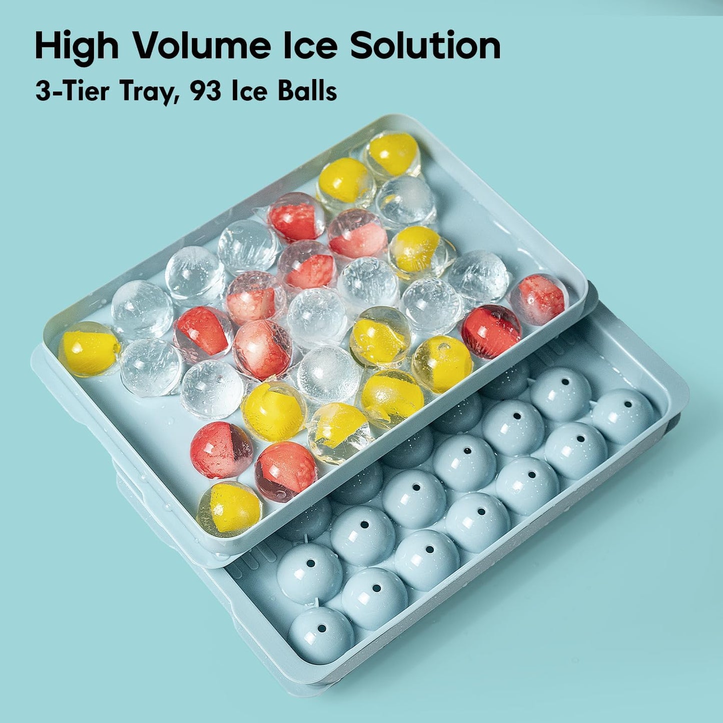 Ice Cube Tray with Lid and Bin – Round Ice Cube Trays for Freezer, BPA-Free Food-Grade Ice Mold, Stackable Ice Ball Maker, Iced Bucket Kits, Circle Ice Tray for Cocktails, Whiskey, Coffee, and Drinks