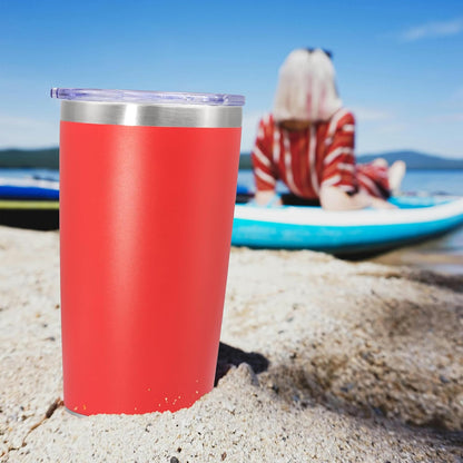 20 oz Tumbler Coffee Travel Tumblers Bulk with Lid Stainless Steel Double Wall Vacuum Insulated Mug Powder Coated Cups fit Car Cupholder for Hot and Cold - Stainless Steel, 4Pack