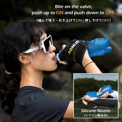 TRIWONDER Handheld Water Bottle for Running, Quick Grip Chill 17 oz Handheld Soft Water Bottle with Hand Strap Hydration Pack, BPA Sport Soft Flask (Blue)