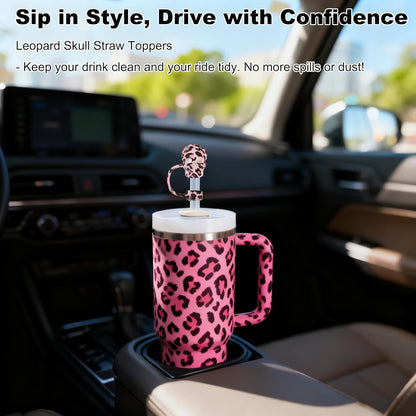 Skull Straw Cover Caps for Halloween Stanley Cup - 3 PCs Silicone Goth Straw Toppers Cool 10mm Straws Accessories Day of the Dead Gift for Boys