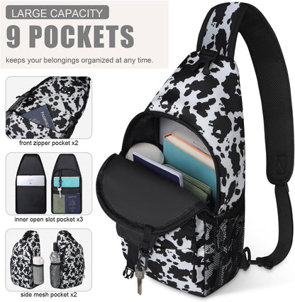 Pritent Crossbody Bags for Women Men Trendy Sling Bag Backpack Casual Chest Bag with Convertible Shoulder Strap